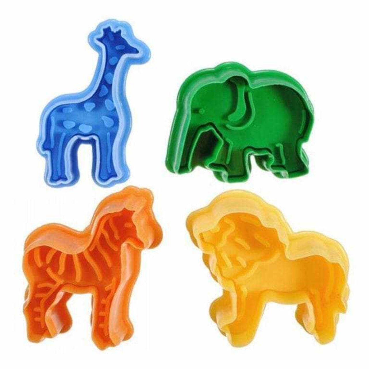4 PC Animal Impression Stamps Giraffe Elephant Lion Zebra Jungle Safari